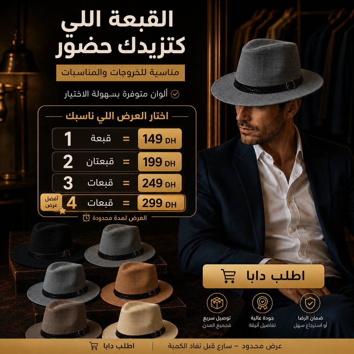 باك قبعات فيدورا الأنيقة – اختار 2 أو 3 أو 4 بألوانك المفضلة