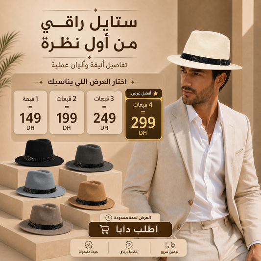 باك قبعات فيدورا الأنيقة – اختار 2 أو 3 أو 4 بألوانك المفضلة